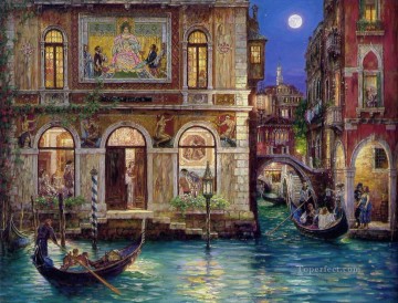 modern Painting - Memories of Venice canal cityscape modern city scenes